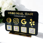 Multi Icon & QR Code acrylic tabletop sign with social media logos