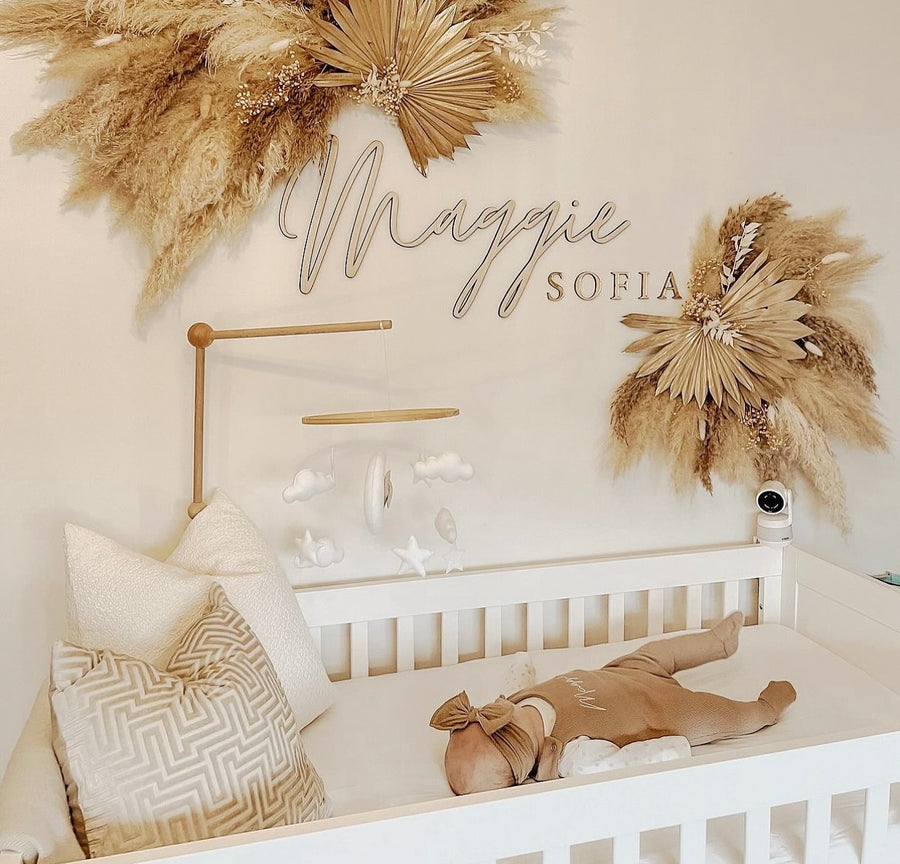 Double Name Sign in elegant wood design, personalized with two names