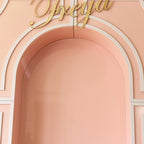 Acrylic name sign in clear material, personalized with custom lettering