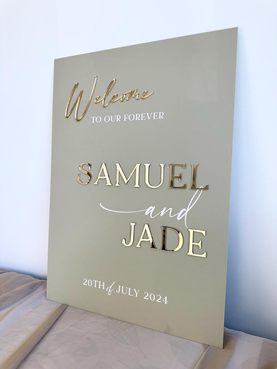 Modern Acrylic Wedding Welcome Sign, Custom Entrance Sign, Personalised Welcome Decoration, Welcome to our forever, A0 A1 A2 A3