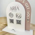 Acrylic Social Media Sign, Let' Be Social Sign, QR Code Acrylic Sign for Social Media, QR Code Business Sign, Double Arch Social Media Sign