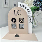 Acrylic Social Media Sign, Let' Be Social Sign, QR Code Acrylic Sign for Social Media, QR Code Business Sign, Double Arch Social Media Sign