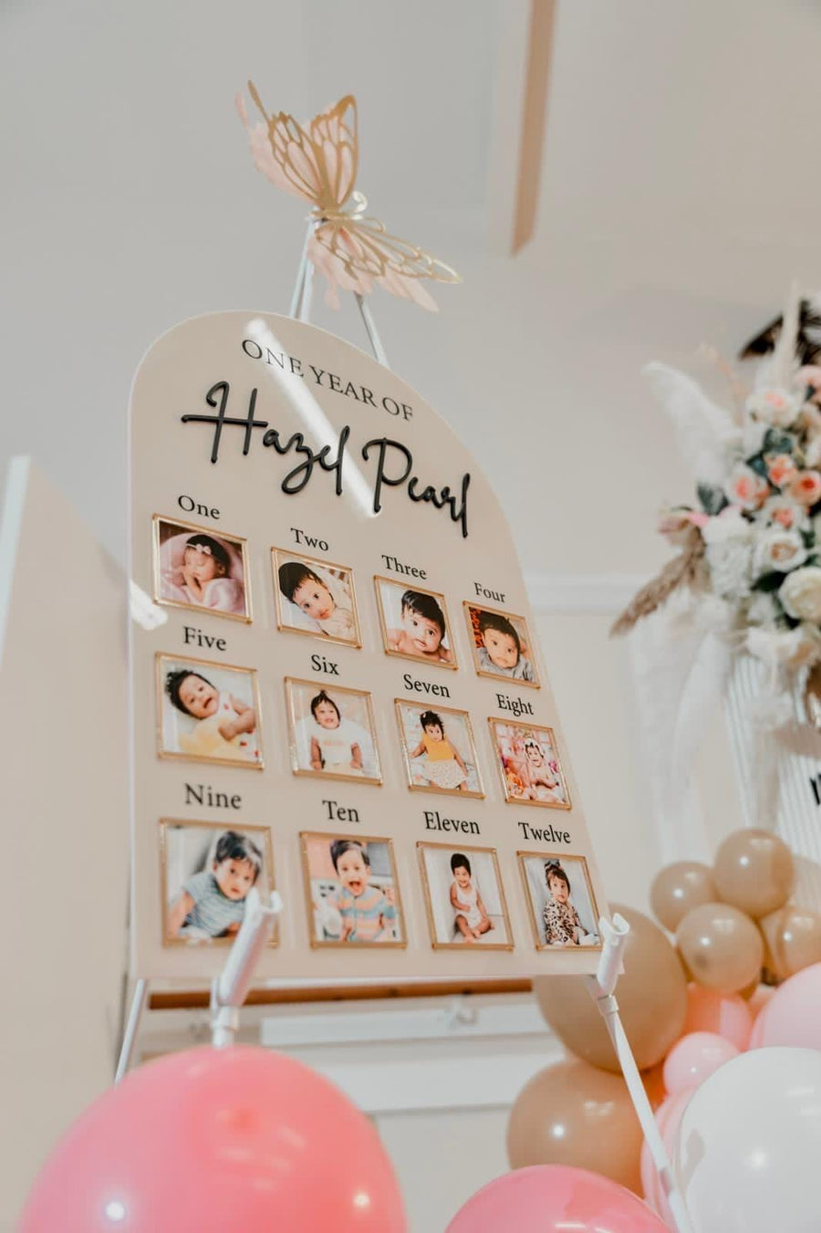 One Year of Baby Board, Acrylic Milestone Board, Milestone Board, My First Year Sign, 1st Birthday Decorations, Monthly Milestone Board
