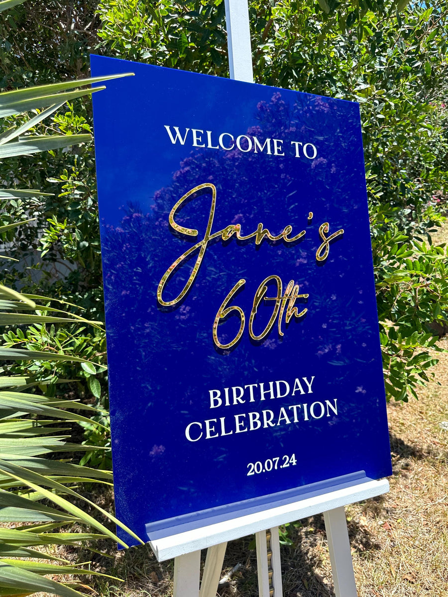 Acrylic Birthday Welcome Sign, Perspex Happy Birthday Sign, Bday Party Decor, Custom Welcome Board, 16th 18th 20th 21st 30th 40th 50th 60th