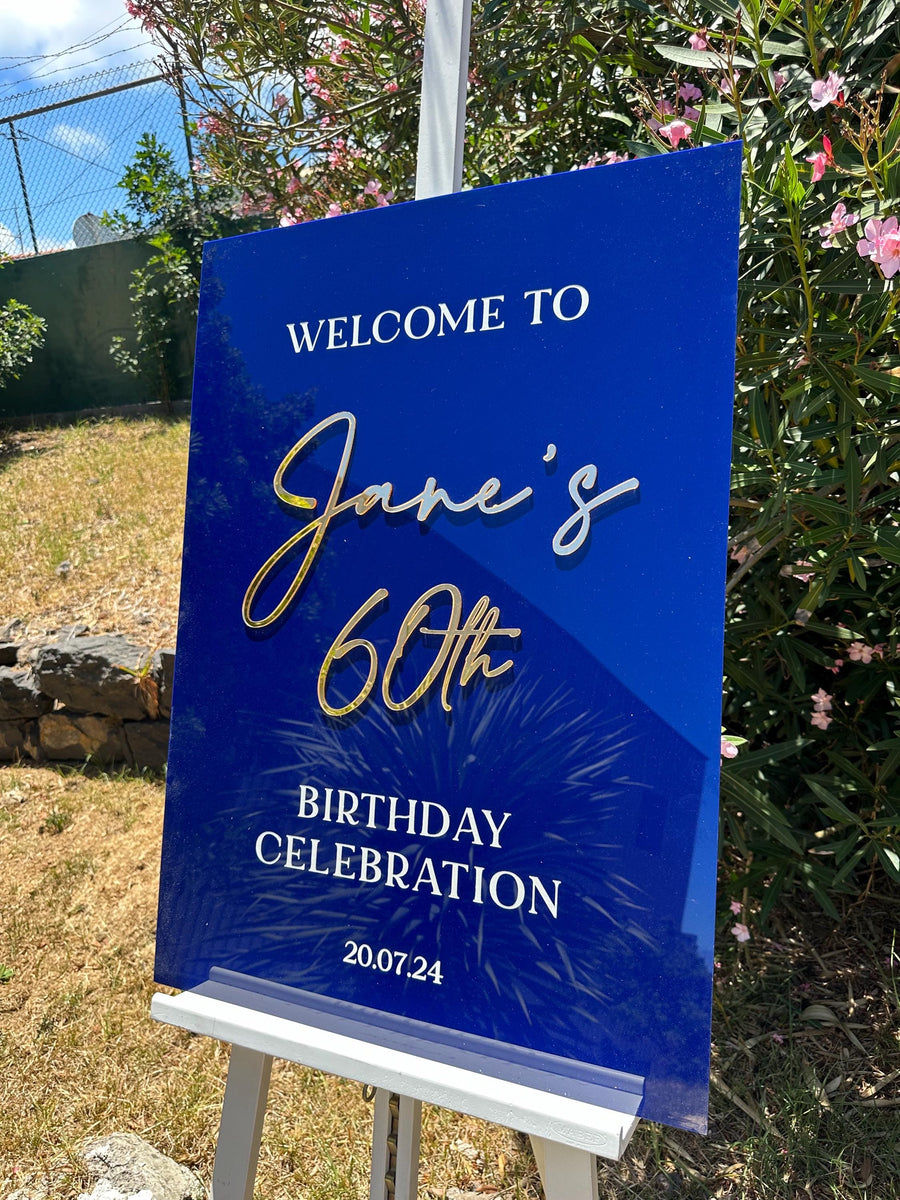 Acrylic Birthday Welcome Sign, Perspex Happy Birthday Sign, Bday Party Decor, Custom Welcome Board, 16th 18th 20th 21st 30th 40th 50th 60th
