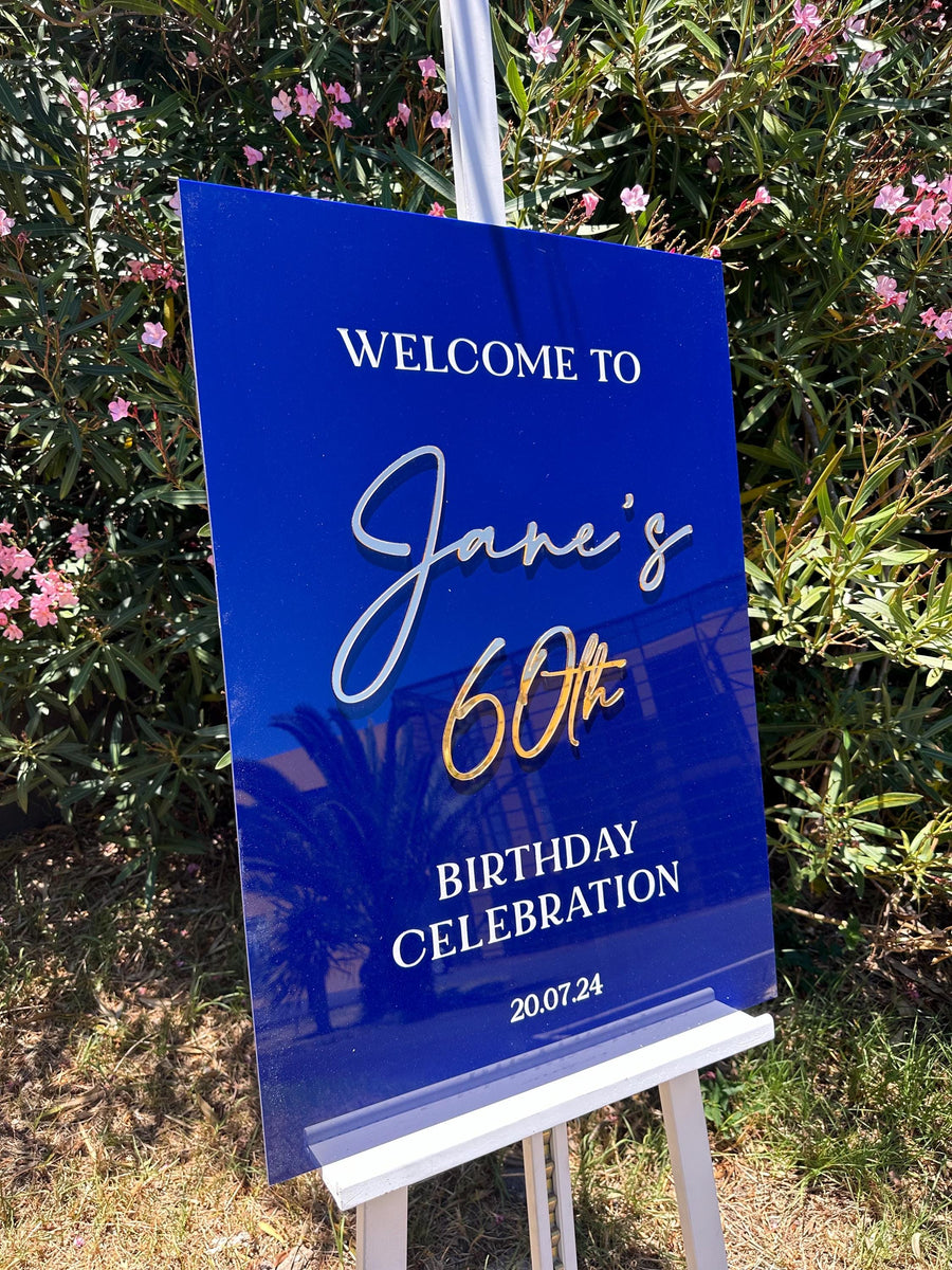 Acrylic Birthday Welcome Sign, Perspex Happy Birthday Sign, Bday Party Decor, Custom Welcome Board, 16th 18th 20th 21st 30th 40th 50th 60th