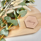Personalised Wedding Name Places, Personalized Wedding Favour Name Tags, Hexagon Placement Cards, Acrylic Wedding Name Planes Table Setting