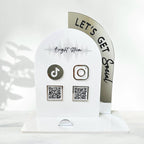 Acrylic Social Media Sign, Let' Be Social Sign, QR Code Acrylic Sign for Social Media, QR Code Business Sign, Double Arch Social Media Sign