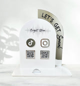 Acrylic Social Media Sign, Let' Be Social Sign, QR Code Acrylic Sign for Social Media, QR Code Business Sign, Double Arch Social Media Sign