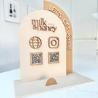 Acrylic Social Media Sign, Let' Be Social Sign, QR Code Acrylic Sign for Social Media, QR Code Business Sign, Double Arch Social Media Sign