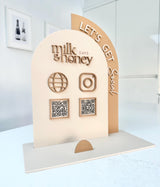 Acrylic Social Media Sign, Let' Be Social Sign, QR Code Acrylic Sign for Social Media, QR Code Business Sign, Double Arch Social Media Sign