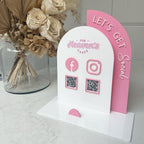 Acrylic Social Media Sign, Let' Be Social Sign, QR Code Acrylic Sign for Social Media, QR Code Business Sign, Double Arch Social Media Sign