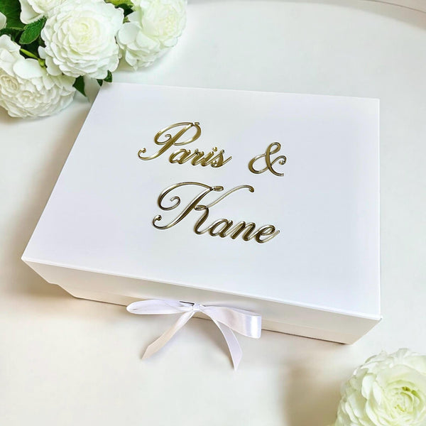 Luxury Personalized Wedding Box, Custom Keepsake Gift, Wedding Memory Box, Personalised Gift for Bride and Groom, 3D Acrylic Keepsake