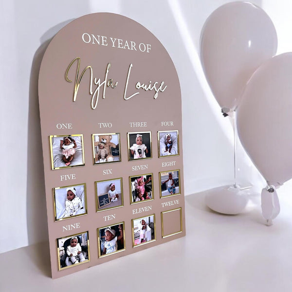 1st Birthday Milestone Photo Board for Kids
