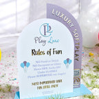 Acrylic Play Rules Sign, Soft Play Business Sign, Bouncy Castle Business Sign, Soft Play Rules Sign, Double Arch Acrylic Sign