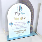 Acrylic Play Rules Sign, Soft Play Business Sign, Bouncy Castle Business Sign, Soft Play Rules Sign, Double Arch Acrylic Sign