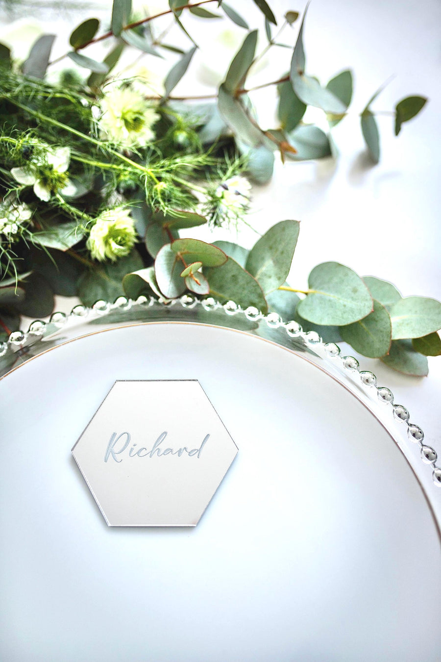 Personalised Wedding Name Places, Personalized Wedding Favour Name Tags, Hexagon Placement Cards, Acrylic Wedding Name Planes Table Setting