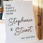 Wedding Welcome Sign, Acrylic Wedding Sign, Ceremony Sign, Reception Signage, Wedding Decor, The Party Starts Now, Custom Wedding Sign