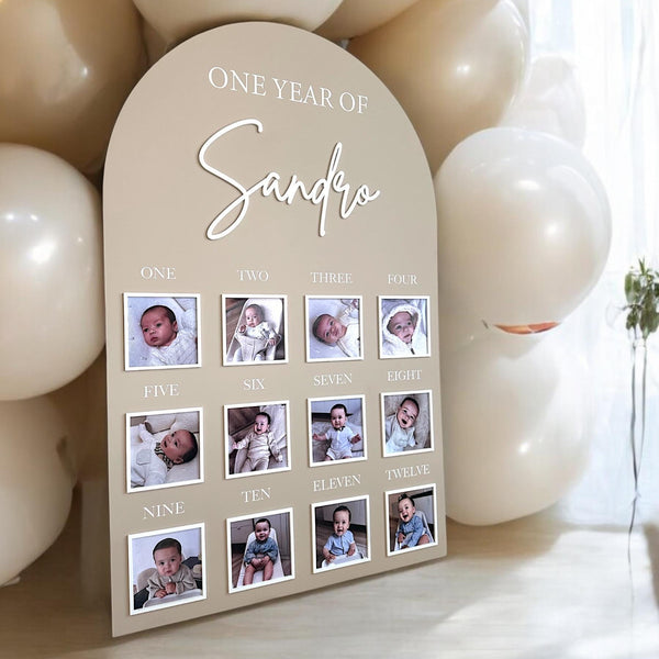 1st Birthday Photo Board, First Birthday Milestone Plaque, My First Year Sign, Baby 12 Months Board, Kids Bday Decor, 1st Bday Decorations