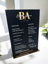Custom Acrylic Price List Sign, Modern Salon Display Sign, Display Custom Business Sign Acrylic, Personalised Treatment Board, Salon Signage