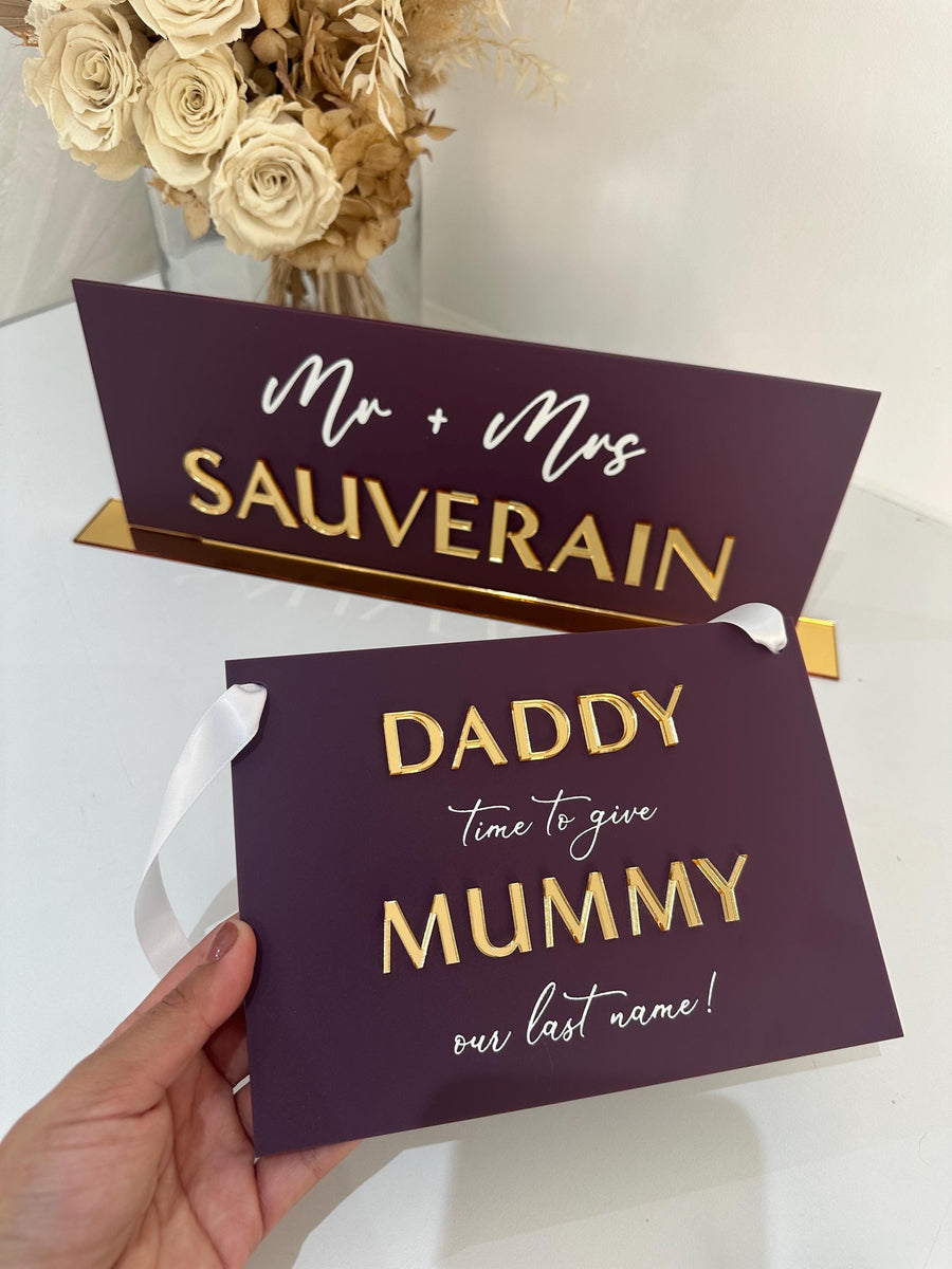 Page Boy Sign, Acrylic Page Boy Sign, Daddy Time To Give Mummy Our Last Name, Flower Girl Sign, A5 Hang Sign, Daddy Here Comes Mummy
