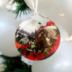 Personalised Baby Photo Bauble with Engraved Acrylic Heart Tag, Custom Baby's First Christmas Ornament, Xmas Gift, Keepsake Ornament