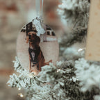 Personalised Baby Photo Bauble with Engraved Acrylic Heart Tag, Custom Baby's First Christmas Ornament, Xmas Gift, Keepsake Ornament