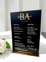 Custom Acrylic Price List Sign, Modern Salon Display Sign, Display Custom Business Sign Acrylic, Personalised Treatment Board, Salon Signage