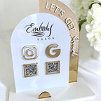 Acrylic Social Media Sign, Let' Be Social Sign, QR Code Acrylic Sign for Social Media, QR Code Business Sign, Double Arch Social Media Sign