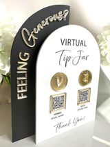 Acrylic Social Media Sign & Virtual Tip Jar, QR Code Acrylic Business Sign for Marketing, Business Card Holder, Website, Instagram, Facebook