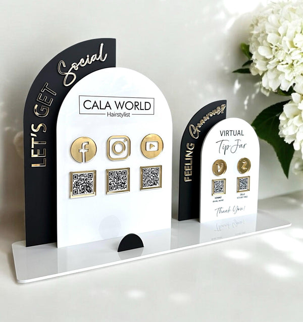 Acrylic Social Media Sign & Virtual Tip Jar