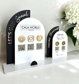 Acrylic Social Media Sign & Virtual Tip Jar, QR Code Acrylic Business Sign for Marketing, Business Card Holder, Website, Instagram, Facebook