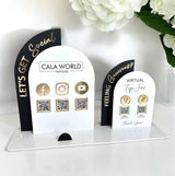Acrylic Social Media Sign & Virtual Tip Jar, QR Code Acrylic Business Sign for Marketing, Business Card Holder, Website, Instagram, Facebook