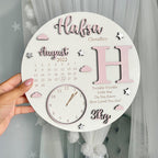 New Baby Birth Plaque in wood with pastel colors and custom birth details