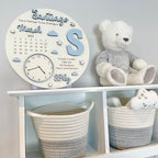 New Baby Birth Plaque in natural wood with engraved details