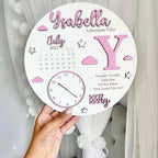 New Baby Birth Plaque in pastel colors with cloud shape