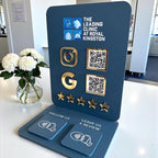 Custom NFC Business Sign with Logo | Tap to Pay, Follow & Review | Contactless Social Media Sign | QR and NFC Smart Sign for Small Business