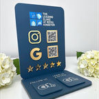 Custom NFC Business Sign with Logo | Tap to Pay, Follow & Review | Contactless Social Media Sign | QR and NFC Smart Sign for Small Business