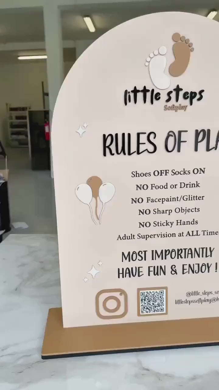 Custom Perspex Soft Play Rules Sign, Logo Play Rules Sign, Business Information Frame, Acrylic Business Display Board, Bounce House