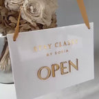 Custom Open Closed Acrylic Business Sign with Hanging Ribbon, Shop, Salon, Front of House, Shop Window, Cafe Sign, Double Sided with Logo