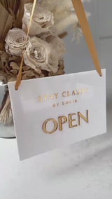 Custom Open Closed Acrylic Business Sign with Hanging Ribbon, Shop, Salon, Front of House, Shop Window, Cafe Sign, Double Sided with Logo