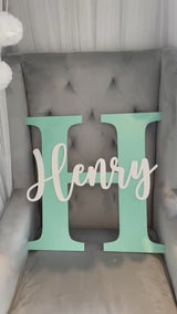 Custom Initial and Name Sign, Wooden Wall Name Plaque, Letter Sign for Door, Modern Nursery Decor, Large Personalised Letter, Kids Room