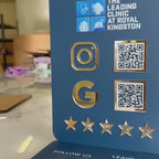 Custom NFC Business Sign with Logo | Tap to Pay, Follow & Review | Contactless Social Media Sign | QR and NFC Smart Sign for Small Business