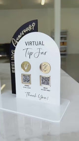 Acrylic Social Media Sign & Virtual Tip Jar, QR Code Acrylic Business Sign for Marketing, Business Card Holder, Website, Instagram, Facebook