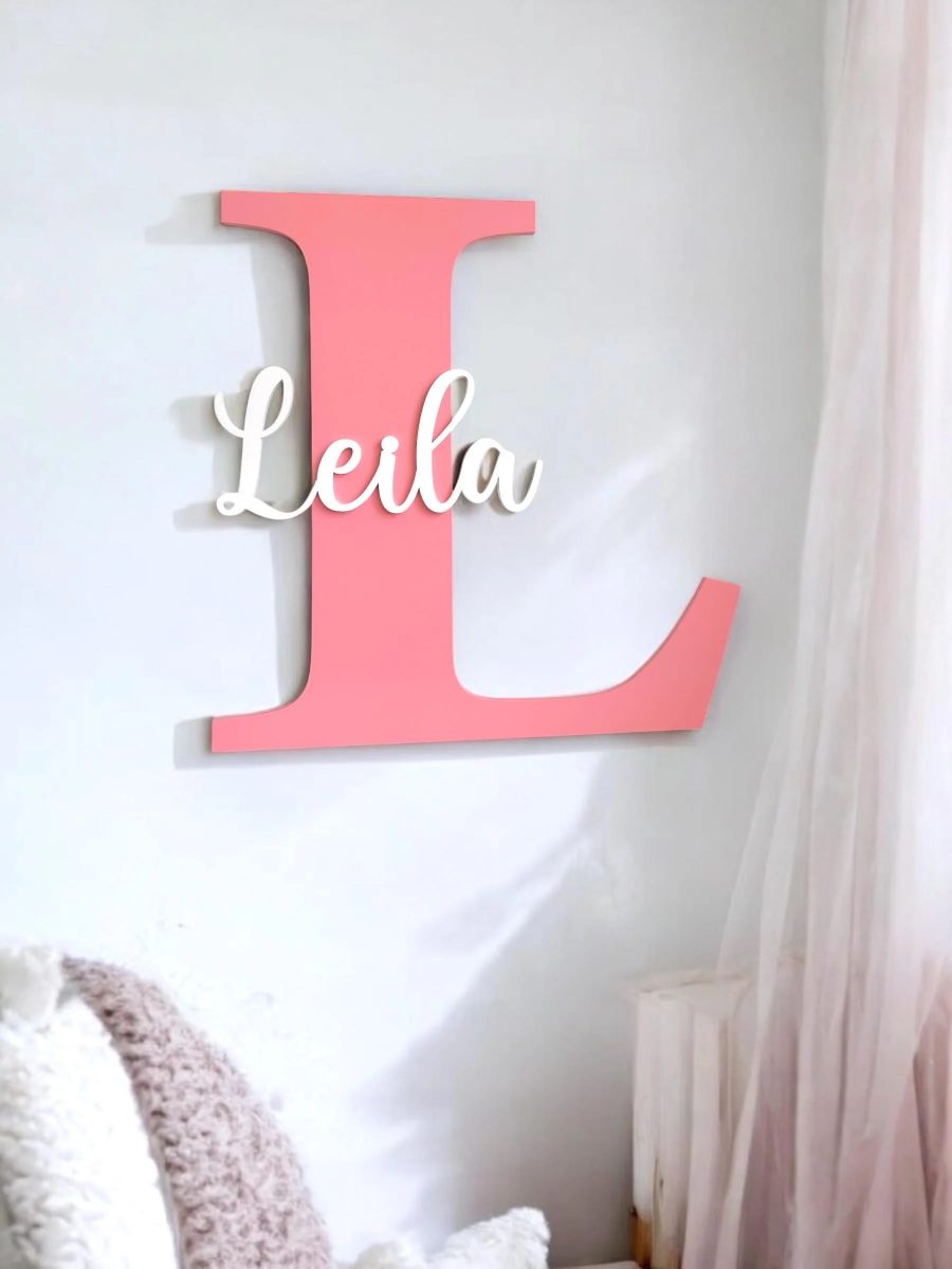 Personalised Wooden Initial Name Sign for Kids Rooms