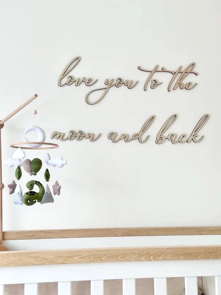 Custom Wooden Laser Cut Nursery Sign - Love You to the Moon