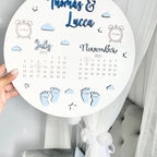 New Baby Birth Plaque for siblings with wooden design and pastel colors