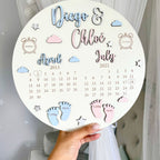 New Baby Birth Plaque for siblings, wood design with twin details