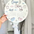 New Baby Birth Plaque with Siblings design, wooden and colorful details