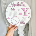 New Baby Birth Plaque wooden with eco-friendly pastel colors